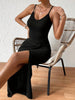 – sexy gerafftes, geteiltes cami-kleid