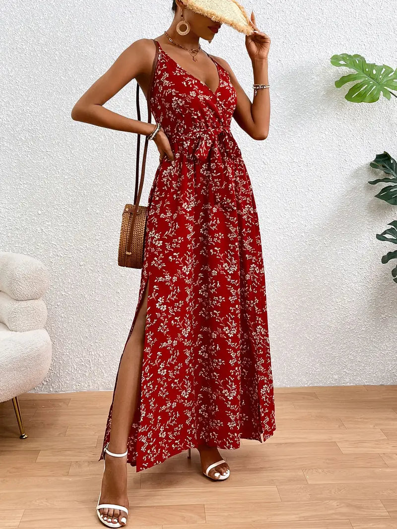 Ärmelloses Festkleid mit Beinschlitz für Damen