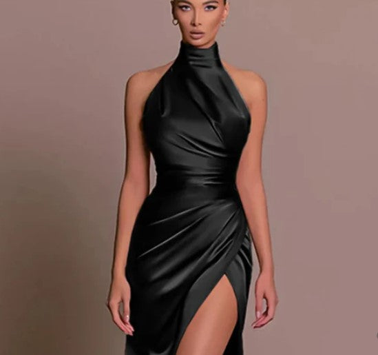 – satin-cocktailkleid ohne schlitz hinten