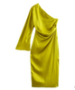 – schlichtes satin-maxikleid mit seitenschlitz