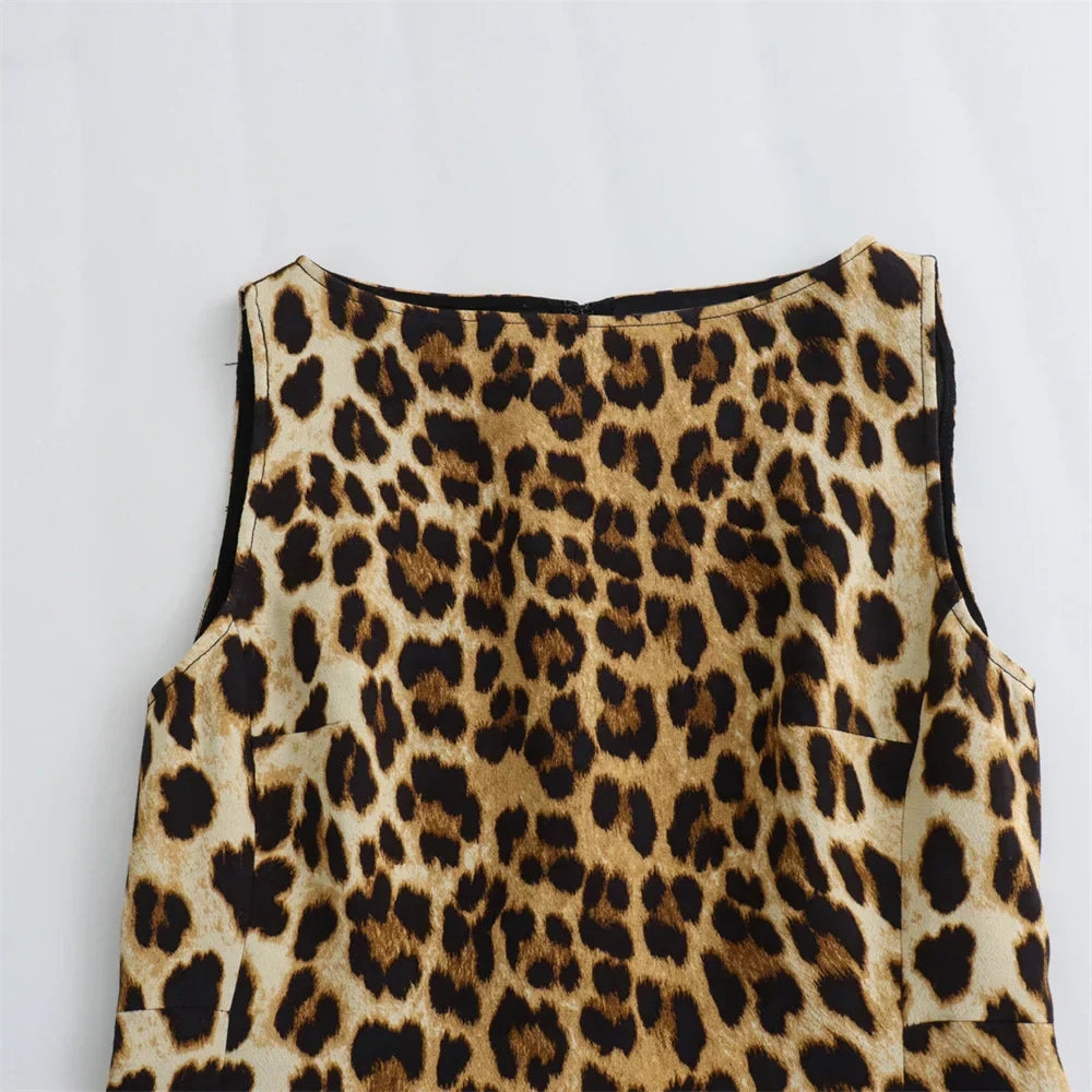 Ärmelloses Kleid mit Leopardenprint