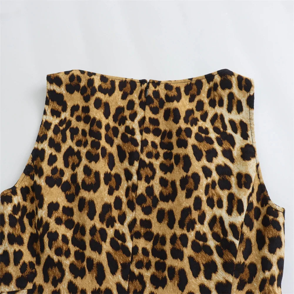 Ärmelloses Kleid mit Leopardenprint