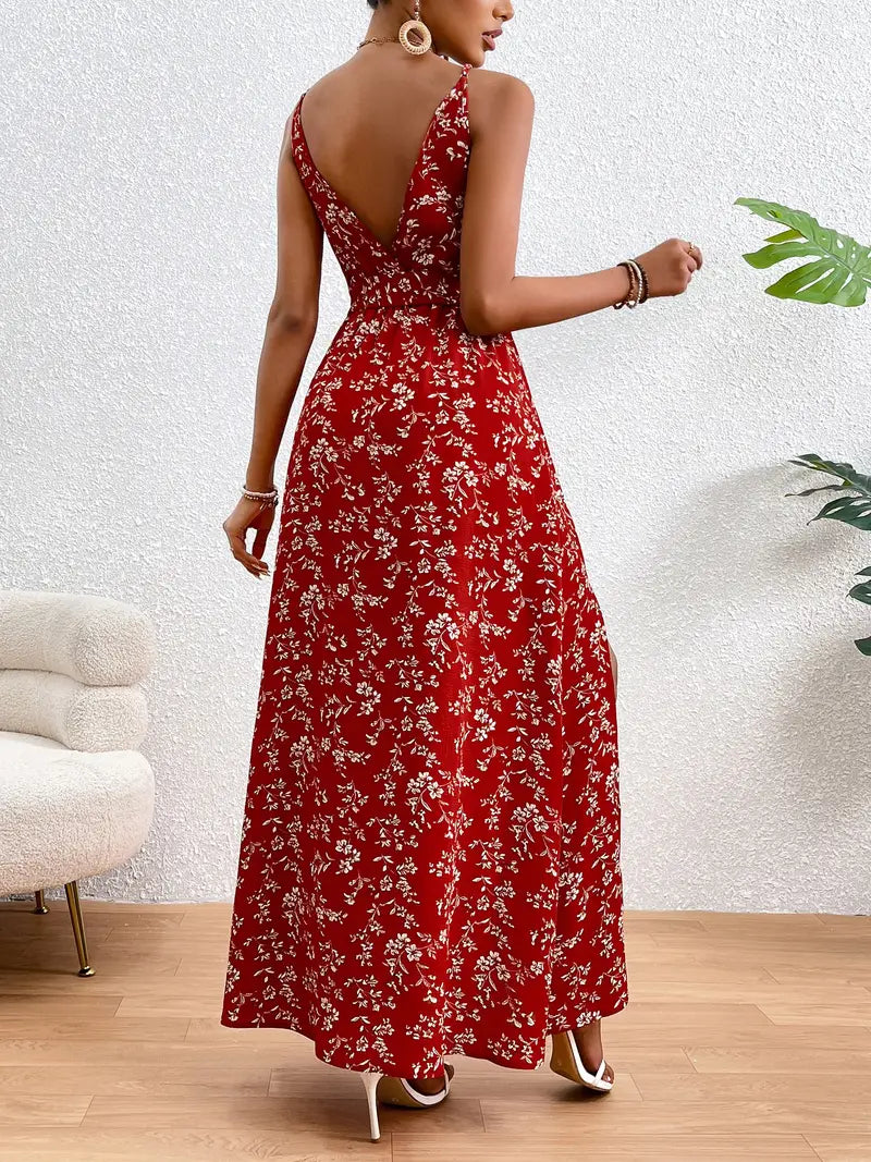 Ärmelloses Festkleid mit Beinschlitz für Damen